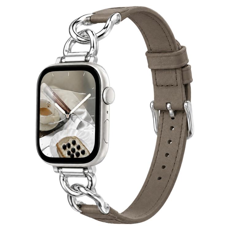 xDfind Metal Chain Vegan Leather Watch Band — For Apple Watch 42mm / 41mm / 40mm / 38mm