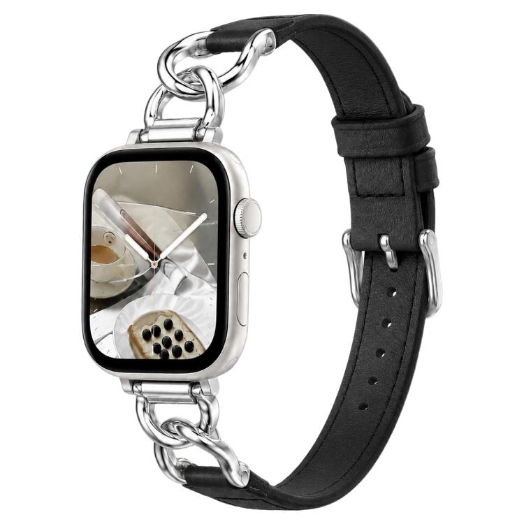 xDfind Metal Chain Vegan Leather Watch Band — White