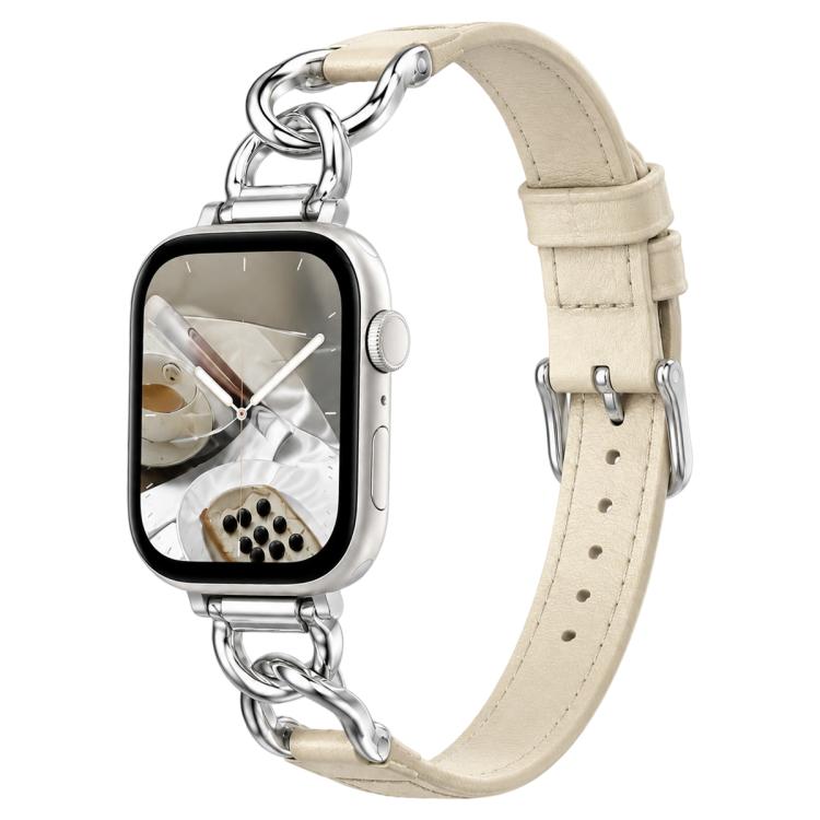 xDfind Metal Chain Vegan Leather Watch Band — Black