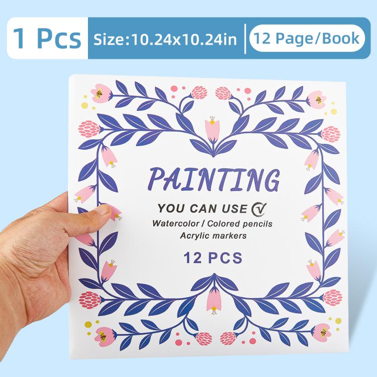 DIY Doodle & Stress-Relief Painting Coloring Book for Kids 12-Page — Flowers-A