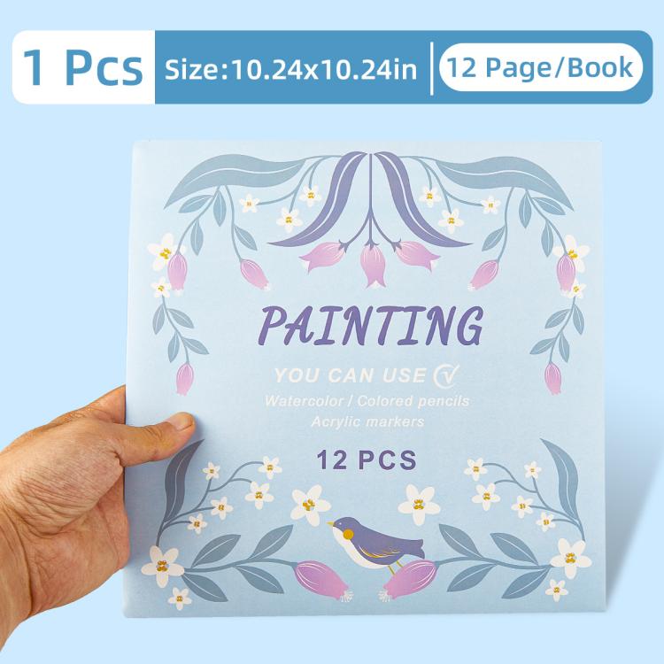 DIY Doodle & Stress-Relief Painting Coloring Book for Kids 12-Page — Flowers-B