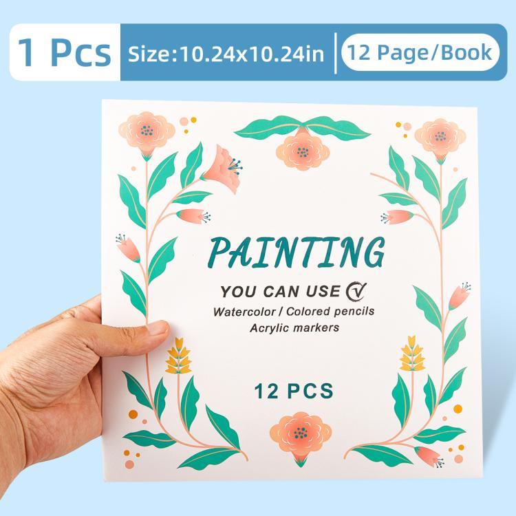 DIY Doodle & Stress-Relief Painting Coloring Book for Kids 12-Page — Flowers-C