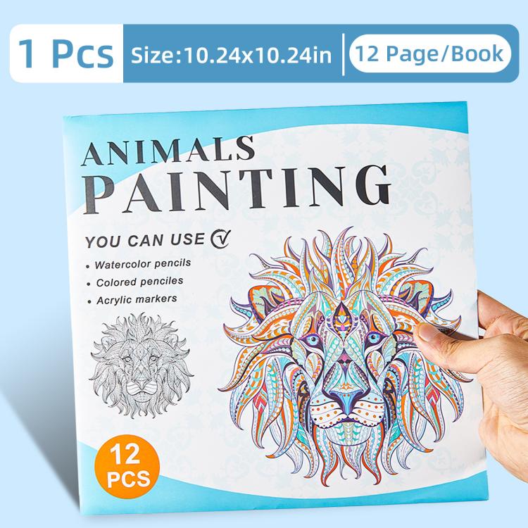 DIY Doodle & Stress-Relief Painting Coloring Book for Kids 12-Page — Flowers-D