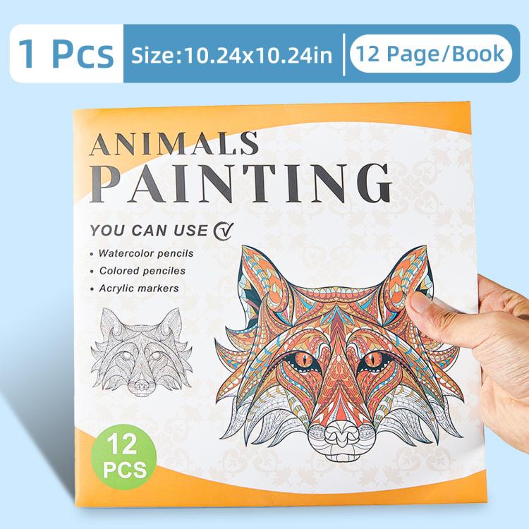 DIY Doodle & Stress-Relief Painting Coloring Book for Kids 12-Page — Lion