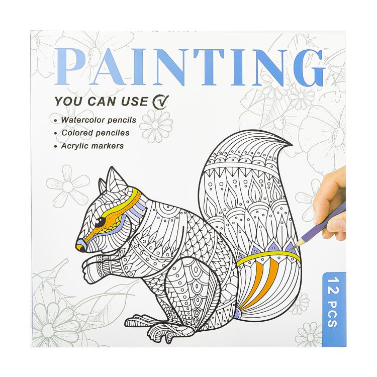 DIY Doodle & Stress-Relief Painting Coloring Book for Kids 12-Page — Animal-A