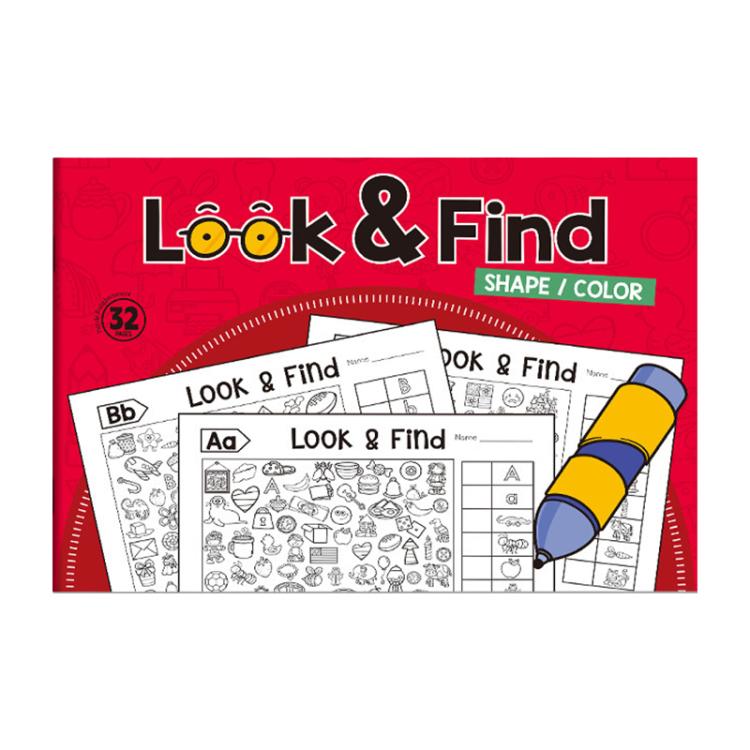 Look and Find Activity Coloring Book for Kids 32-Page Concentration Training Picture Puzzle Book — Blue