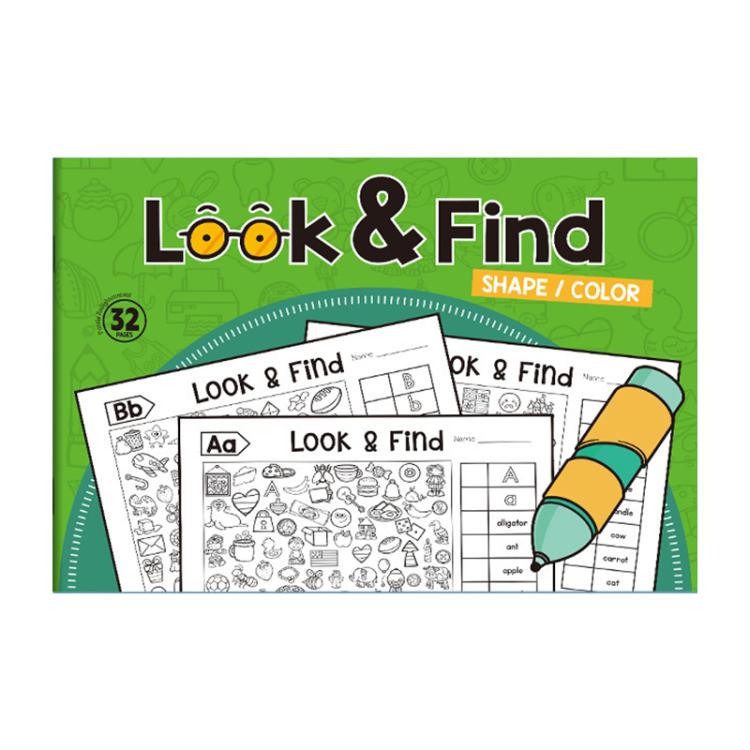 Look and Find Activity Coloring Book for Kids 32-Page Concentration Training Picture Puzzle Book — Red