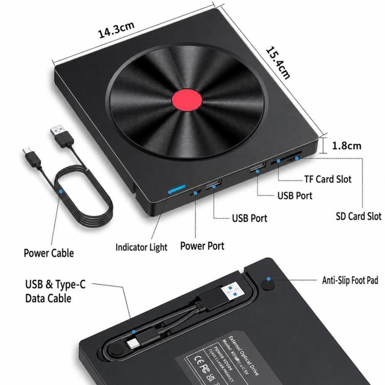 CD Burner External Optical Drive for Laptops
