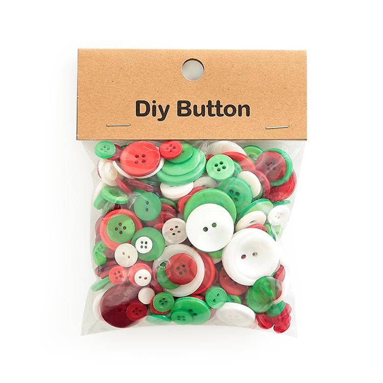 150g/Pack Mixed Sizes Colorful Round Resin Buttons DIY Craft Kit for Children, 250-350 Pieces/Pack — White