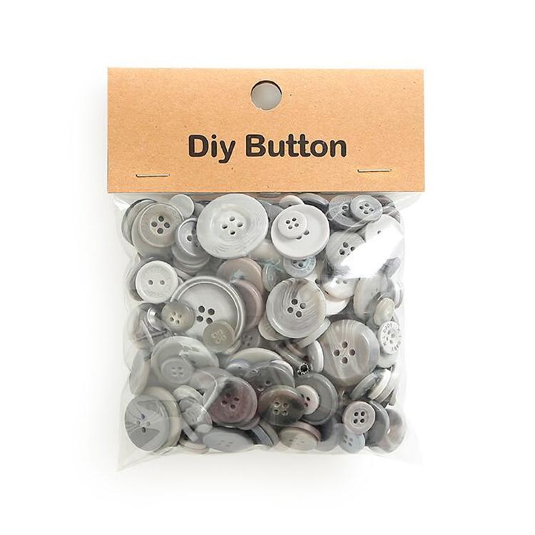 150g/Pack Mixed Sizes Colorful Round Resin Buttons DIY Craft Kit for Children, 250-350 Pieces/Pack — Red Series