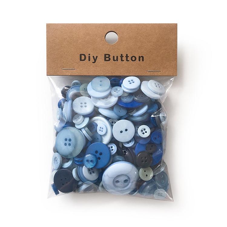150g/Pack Mixed Sizes Colorful Round Resin Buttons DIY Craft Kit for Children, 250-350 Pieces/Pack — Grey