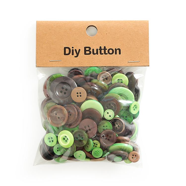 150g/Pack Mixed Sizes Colorful Round Resin Buttons DIY Craft Kit for Children, 250-350 Pieces/Pack — Blue Series
