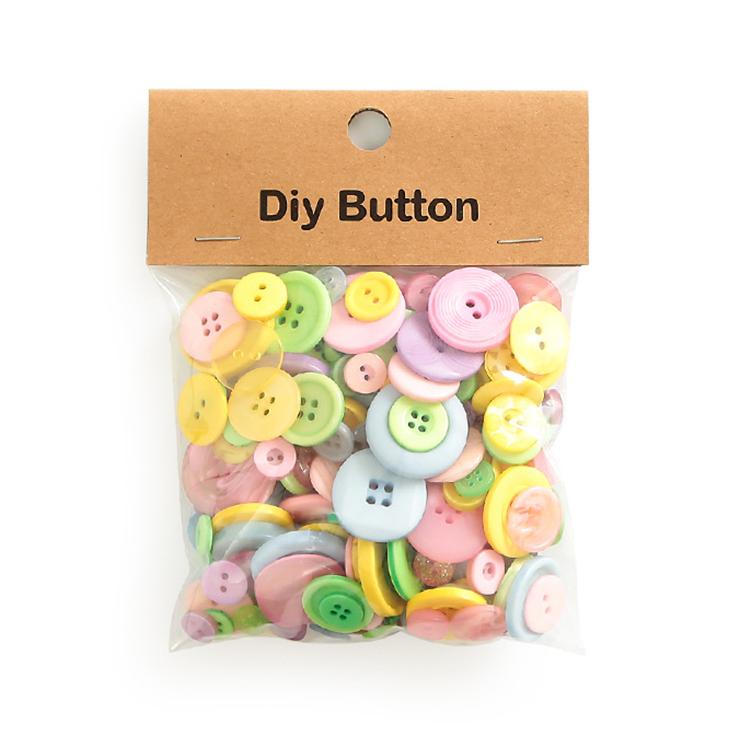 150g/Pack Mixed Sizes Colorful Round Resin Buttons DIY Craft Kit for Children, 250-350 Pieces/Pack — Green Series