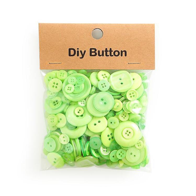 150g/Pack Mixed Sizes Colorful Round Resin Buttons DIY Craft Kit for Children, 250-350 Pieces/Pack — Macaron Colors