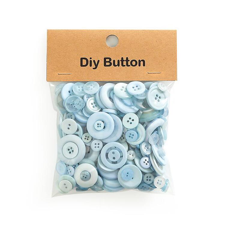 150g/Pack Mixed Sizes Colorful Round Resin Buttons DIY Craft Kit for Children, 250-350 Pieces/Pack — Light Green