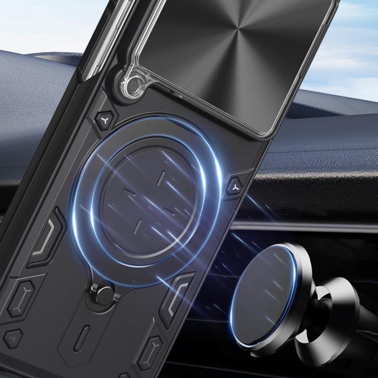 CD Texture Sliding Camshield Magnetic Holder Phone Case