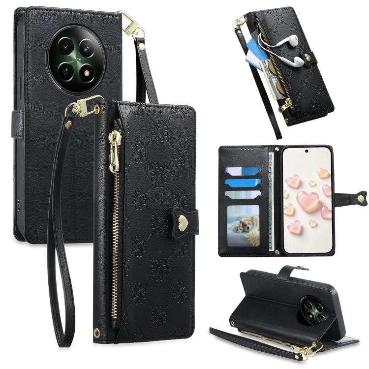 Zipper Wallet Heart Buckle Vegan Leather Phone Case with Wrist Strap — view 50