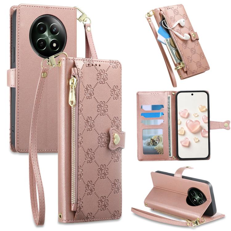 Zipper Wallet Heart Buckle Vegan Leather Phone Case with Wrist Strap — view 52
