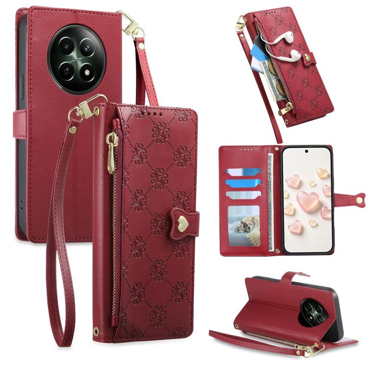 Zipper Wallet Heart Buckle Vegan Leather Phone Case with Wrist Strap — view 53