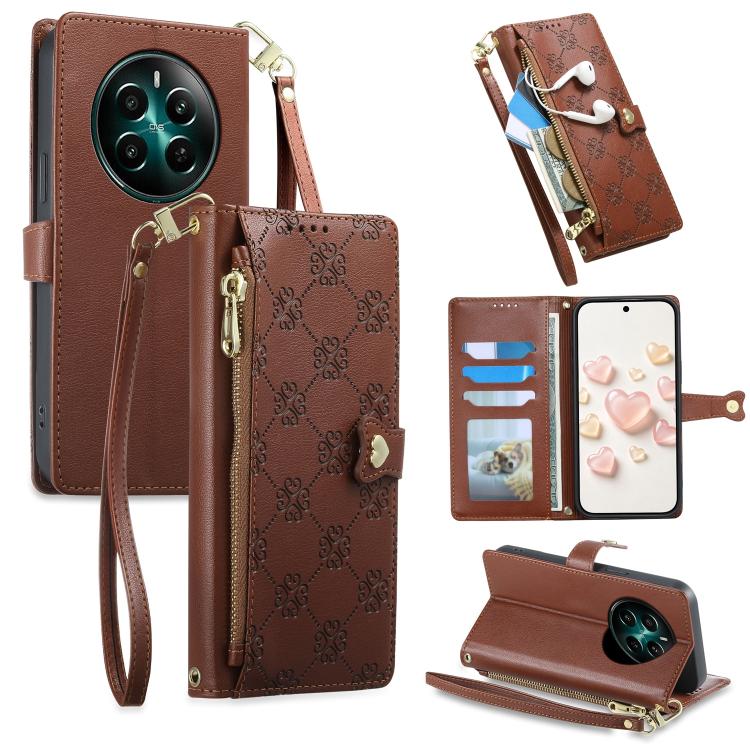Zipper Wallet Heart Buckle Vegan Leather Phone Case with Wrist Strap — view 43