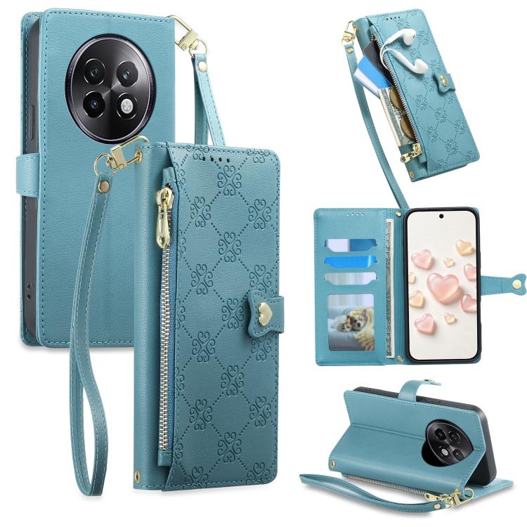 Zipper Wallet Heart Buckle Vegan Leather Phone Case with Wrist Strap — view 33