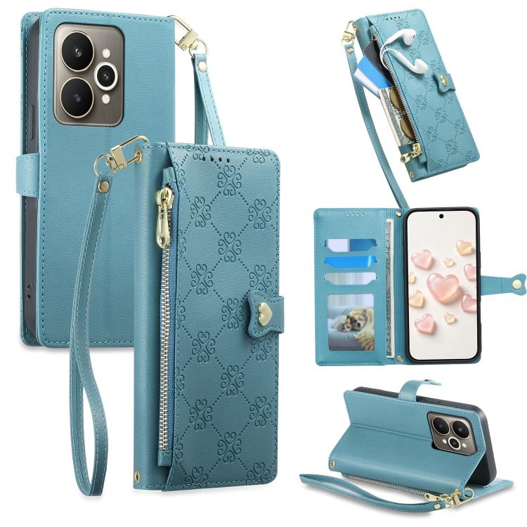 Zipper Wallet Heart Buckle Vegan Leather Phone Case with Wrist Strap — view 57