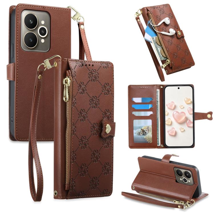 Zipper Wallet Heart Buckle Vegan Leather Phone Case with Wrist Strap — view 61