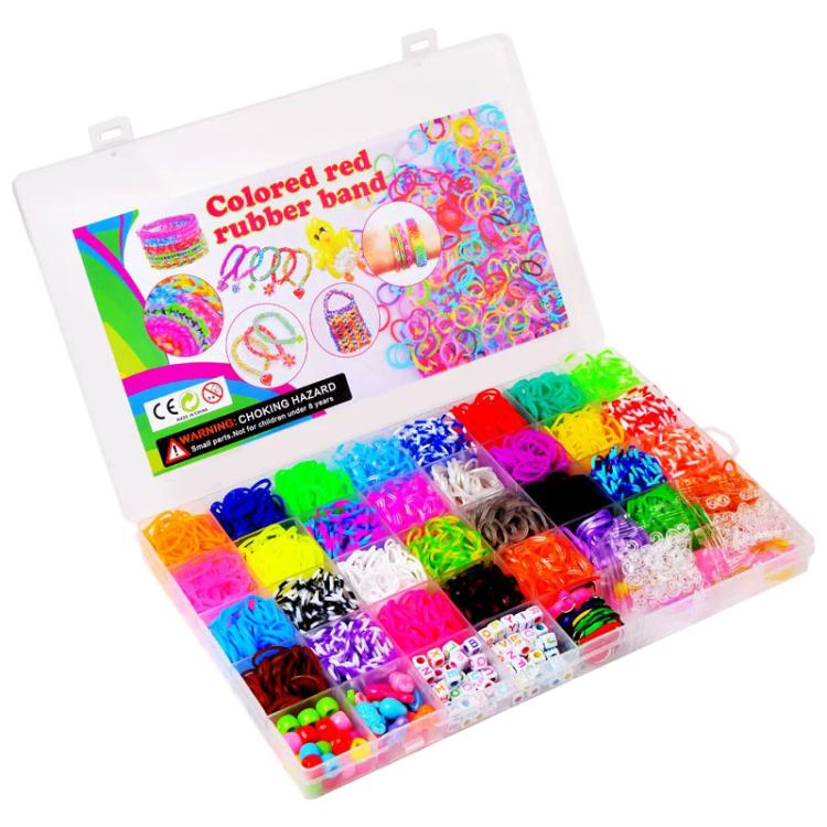 Rainbow Rubber Bands DIY Craft Bracelet Making Kit, 2500 PCS/Box 40-grid