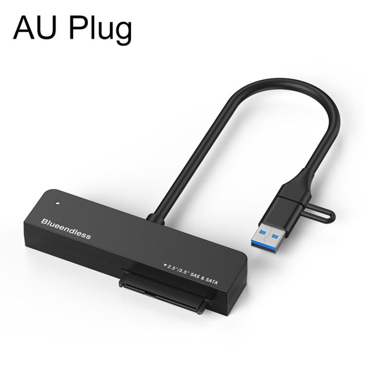 Blueendless U35S USB / Type-C to 2.5/3.5 inch SAS/SATA Hard Drive Adapter Cable — US Plug
