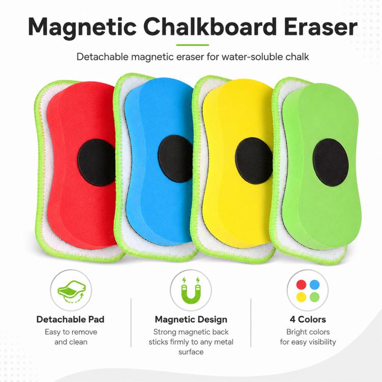 4 PCS/Pack Removable Water-Soluble Chalk Magnetic Eraser — view 2