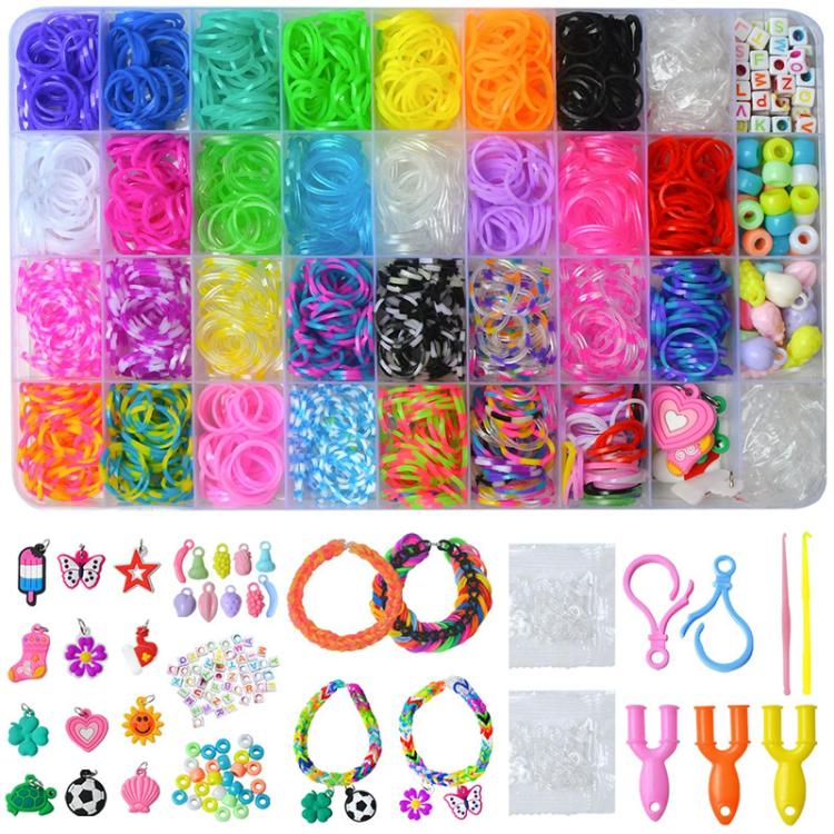 Rainbow Rubber Bands DIY Craft Bracelet Making Kit, 1600 PCS/Box 36-grid