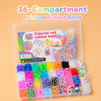 Rainbow Rubber Bands DIY Craft Bracelet Making Kit, 1600 PCS/Box 36-grid