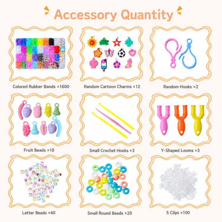 Rainbow Rubber Bands DIY Craft Bracelet Making Kit, 1600 PCS/Box 36-grid