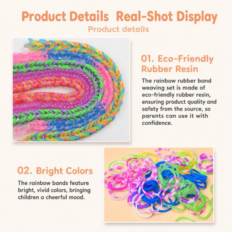 Rainbow Rubber Bands DIY Craft Bracelet Making Kit, 1600 PCS/Box 36-grid