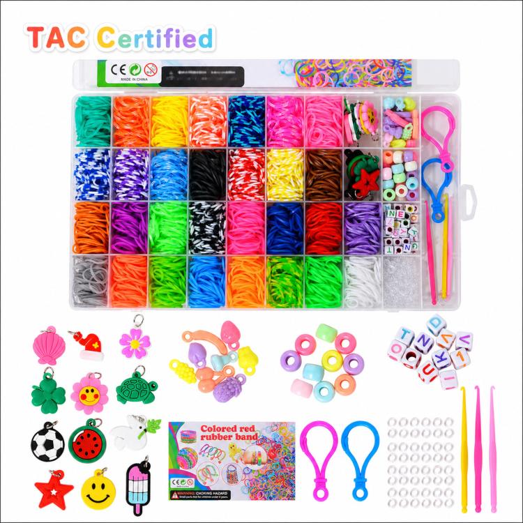Rainbow Rubber Bands DIY Craft Bracelet Making Kit, 1600 PCS/Box 36-grid