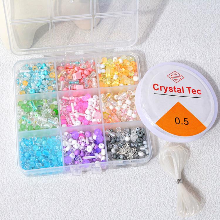 Children DIY Mixed-Color Beaded Bracelet Kit Random Color Delivery