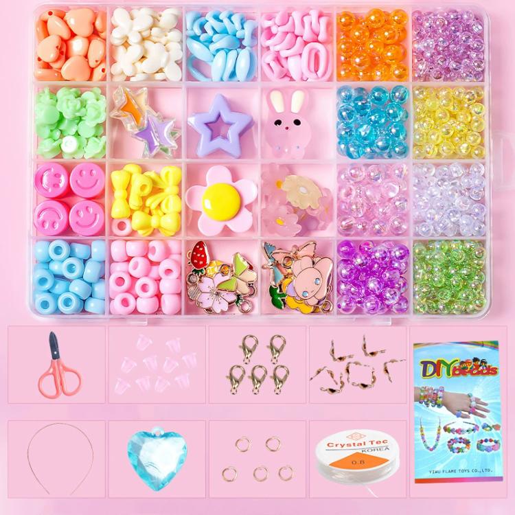 24-grid Children DIY Beaded Bracelet Kit — 24-grid (Crystal Rabbit)
