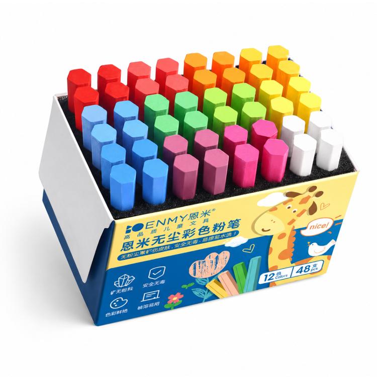ENMY Dust-Reduced Colored Chalk for Blackboard, Drawing, Doodling