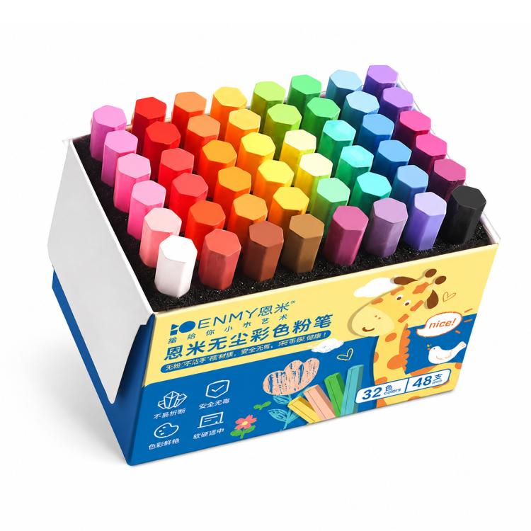 ENMY Dust-Reduced Colored Chalk for Blackboard, Drawing, Doodling