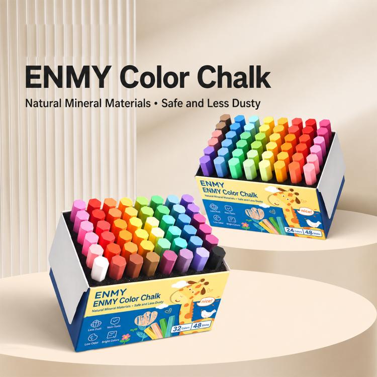 ENMY Dust-Reduced Colored Chalk for Blackboard, Drawing, Doodling
