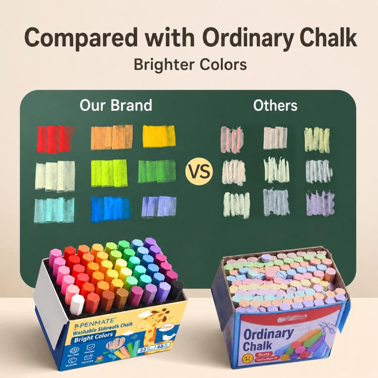 ENMY Dust-Reduced Colored Chalk for Blackboard, Drawing, Doodling