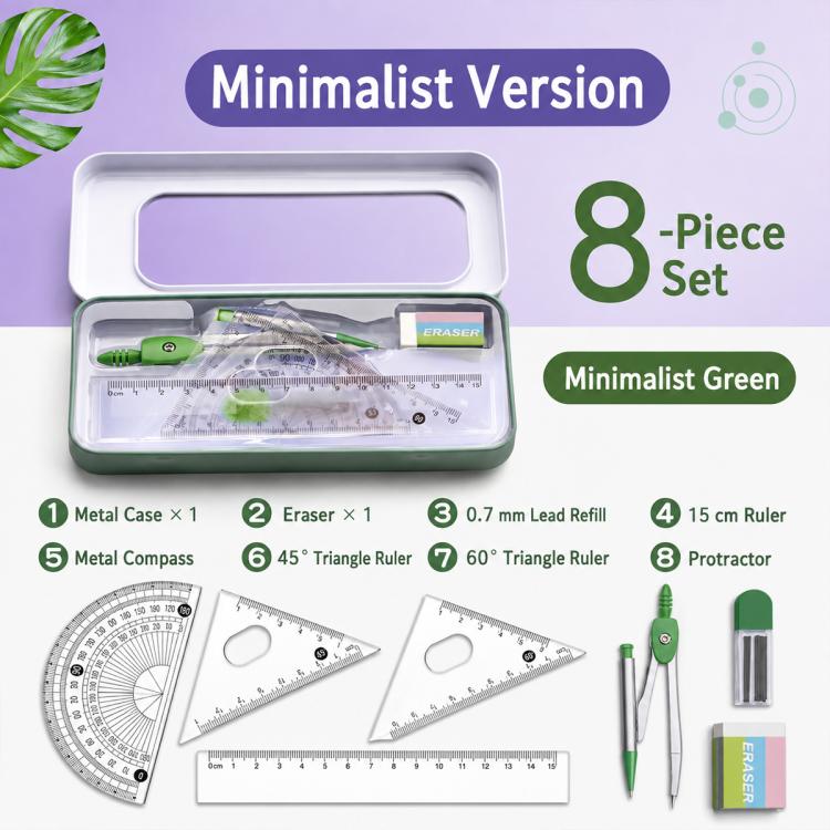 8PCS / Set Anti-myopia Compass and Ruler Set For Students — view 14