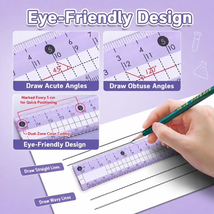 8PCS / Set Anti-myopia Compass and Ruler Set For Students — view 9