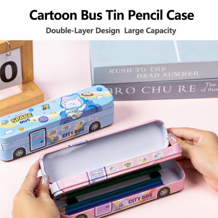 Creative Bus Double-Layer Metal Pencil Box — view 5