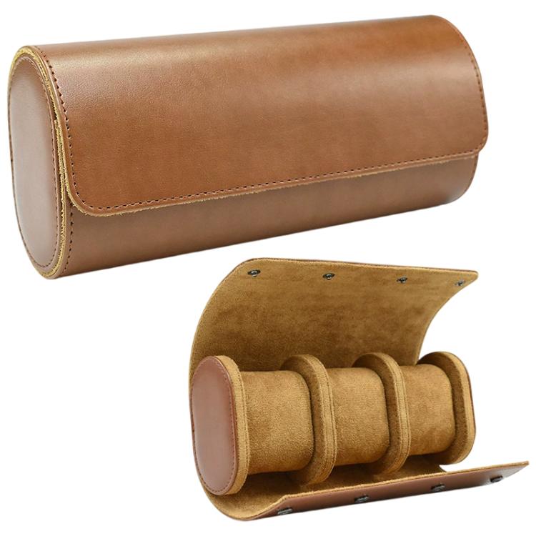 Portable Vintage Leather Watch Storage Case — Black
