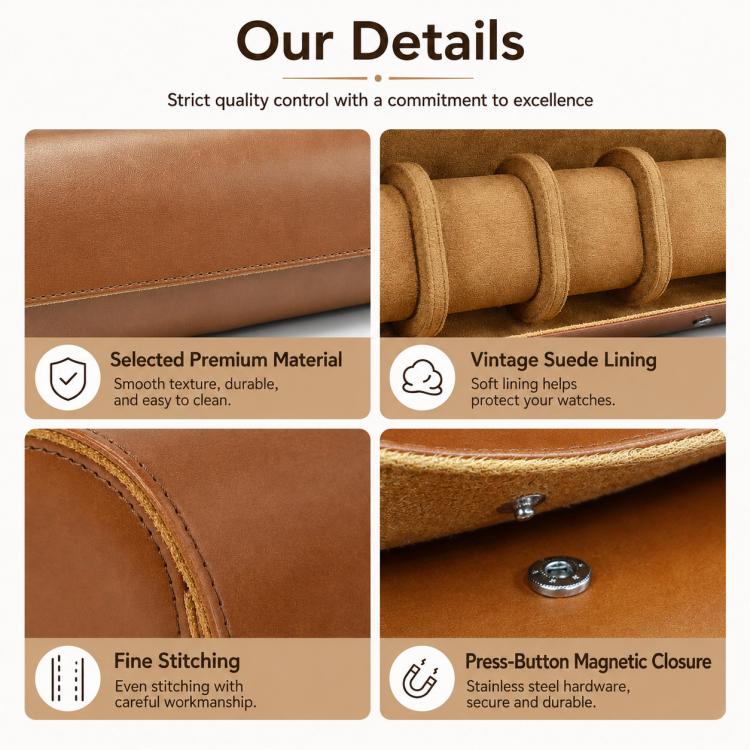 Portable Vintage Leather Watch Storage Case — view 7