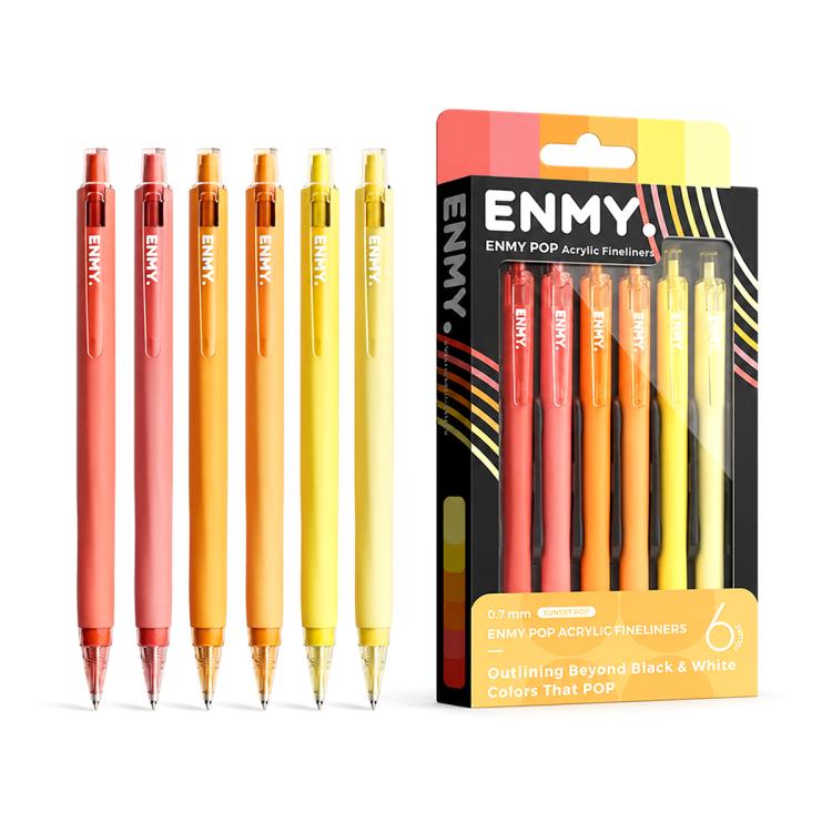 ENMY 6 PCS/Box POP Acrylic Fineliners Washable Colored Gel Pen — Orange