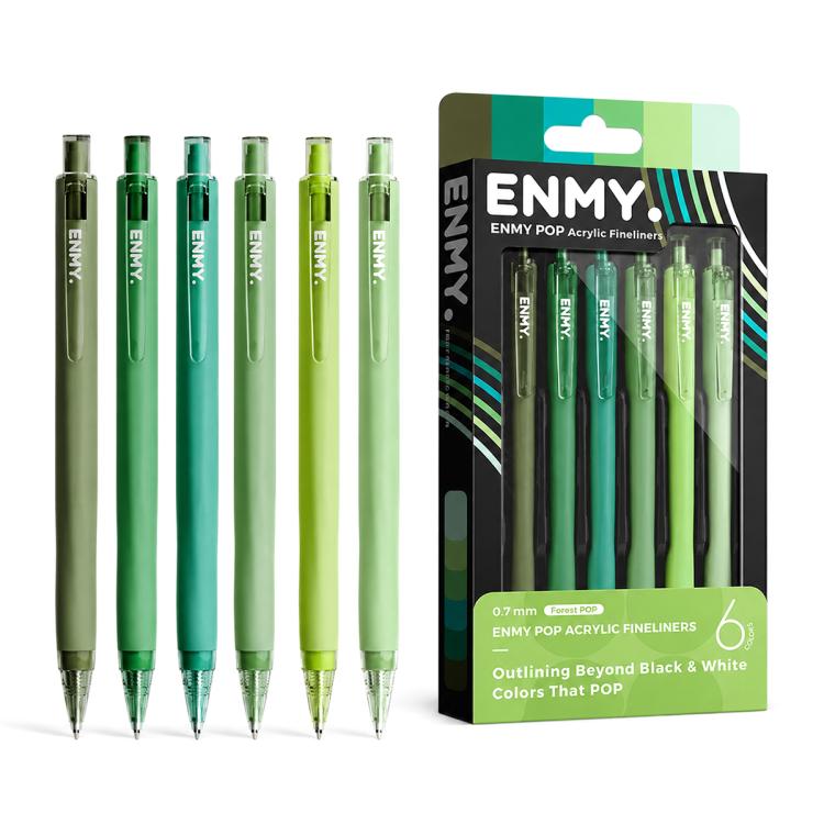 ENMY 6 PCS/Box POP Acrylic Fineliners Washable Colored Gel Pen — Green