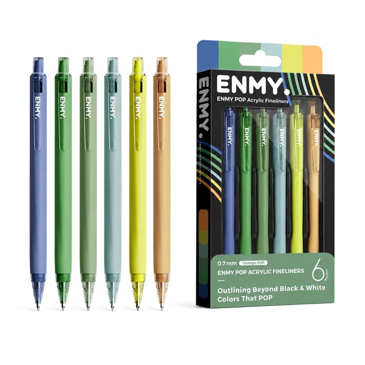 ENMY 6 PCS/Box POP Acrylic Fineliners Washable Colored Gel Pen — Retro Color