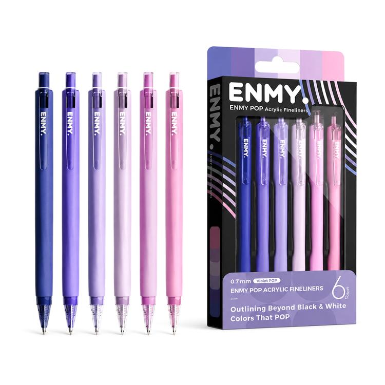 ENMY 6 PCS/Box POP Acrylic Fineliners Washable Colored Gel Pen — Purple